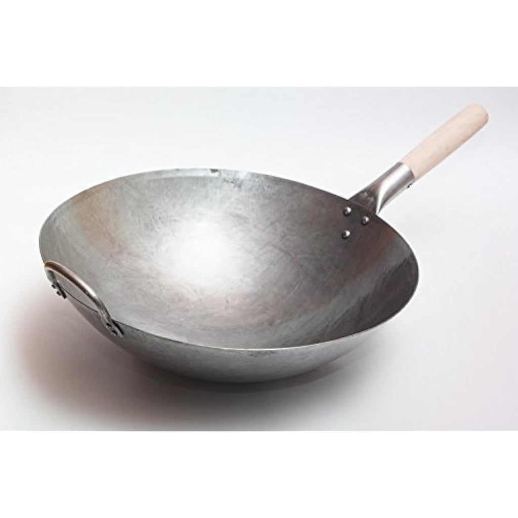 Craft Wok 16 Inch Hand Hammered Carbon Steel Round Bottom Wok Pan