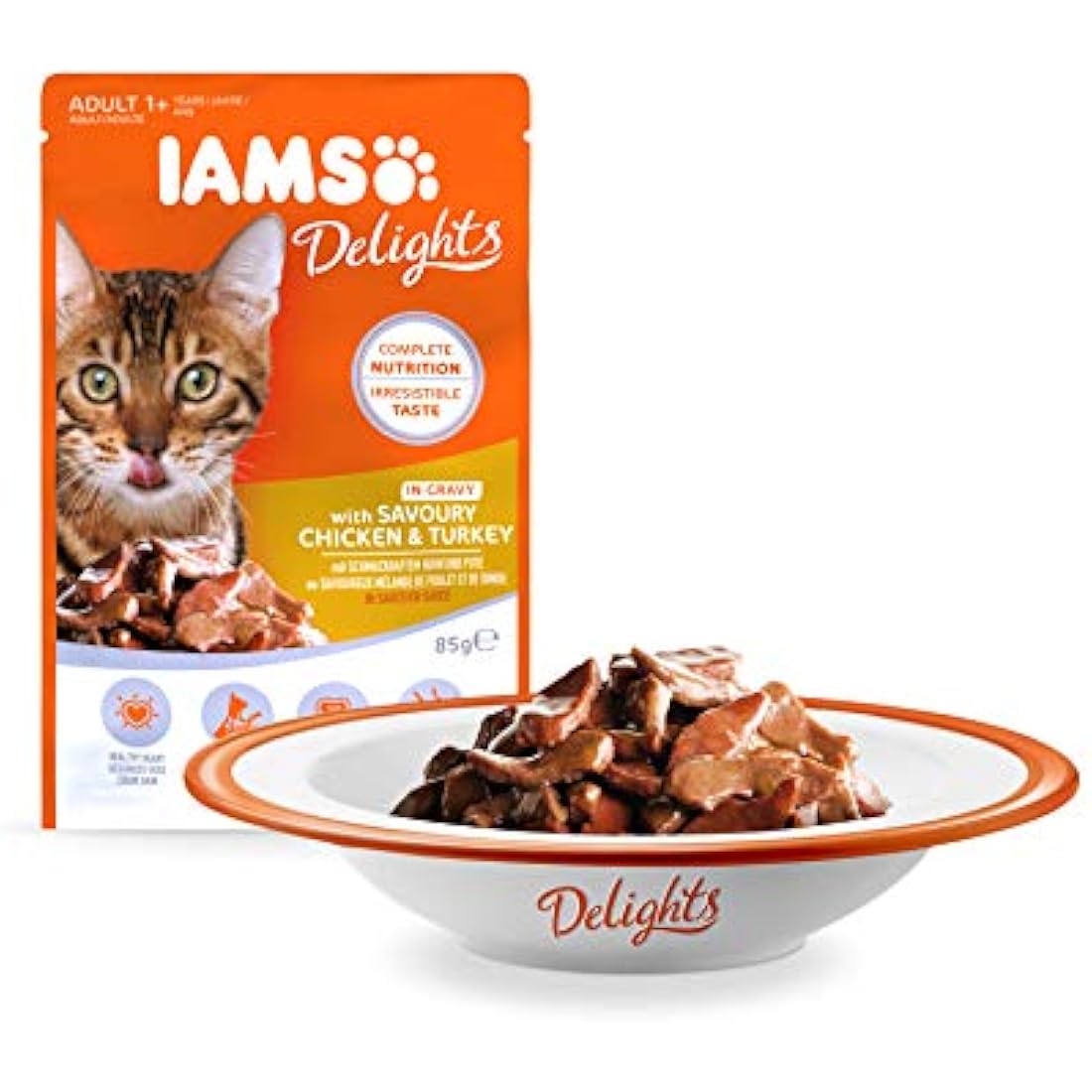 IAMS Delights Adult Wet Cat Food | Meat & Fish in Gravy | 24 x 85g