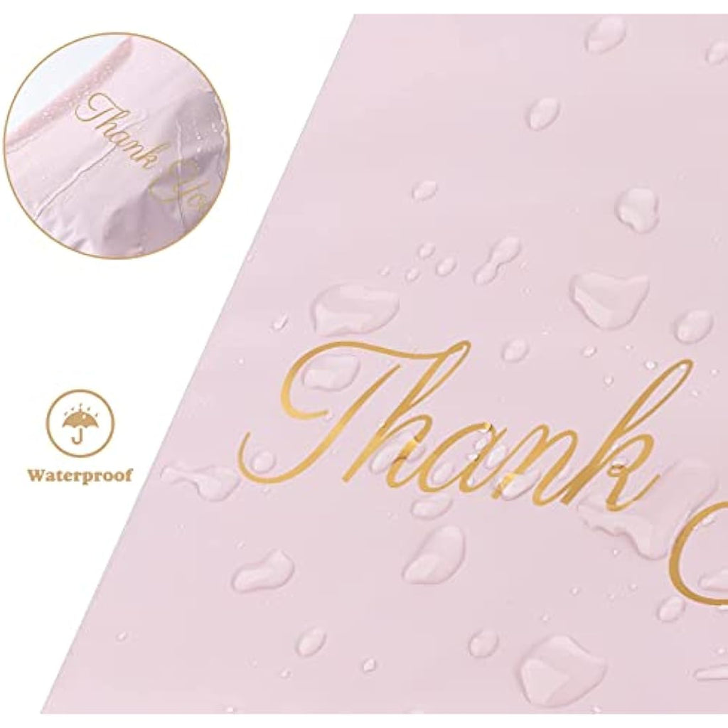 Rose Gold Poly Mailers with Handle - 10x14 Thank You Bags