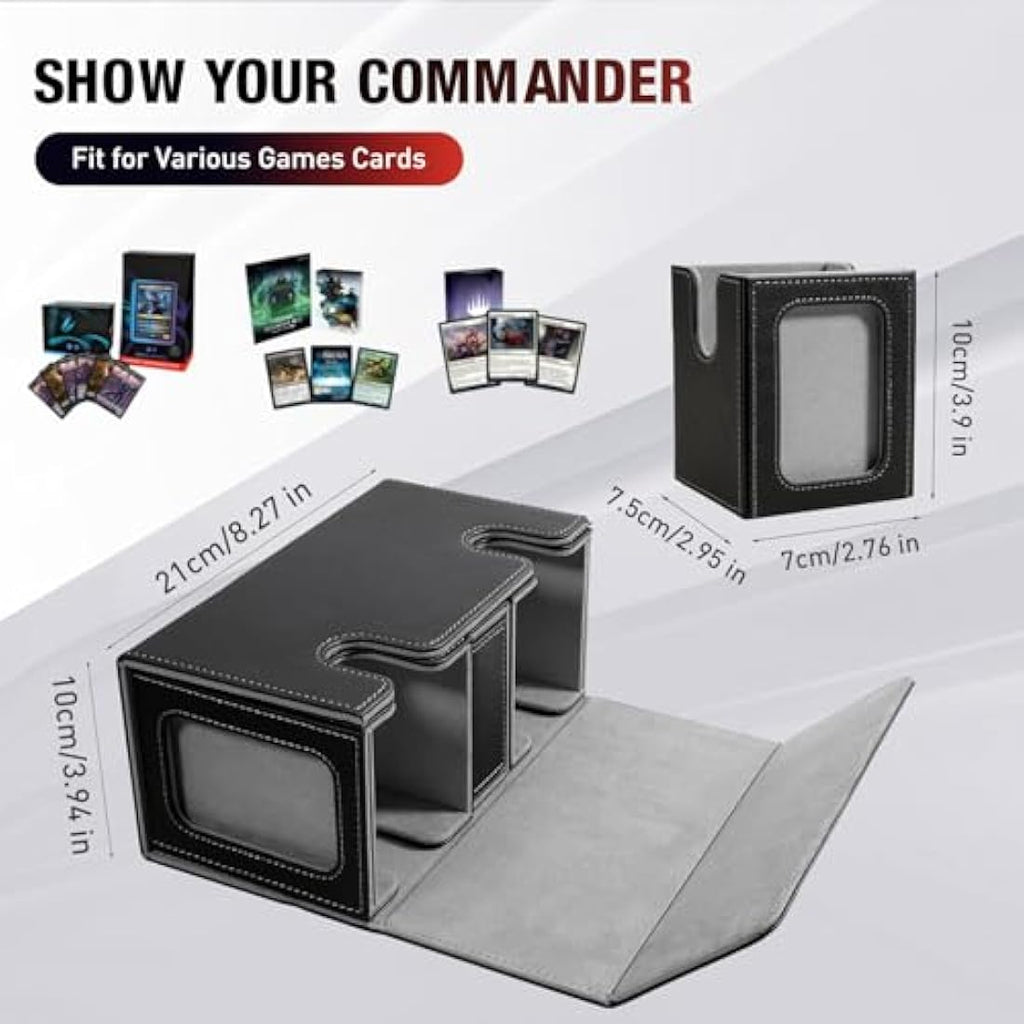 TiMOVO MTG Commander Deck Box | Magnetic Leather Case for 200+ Cards