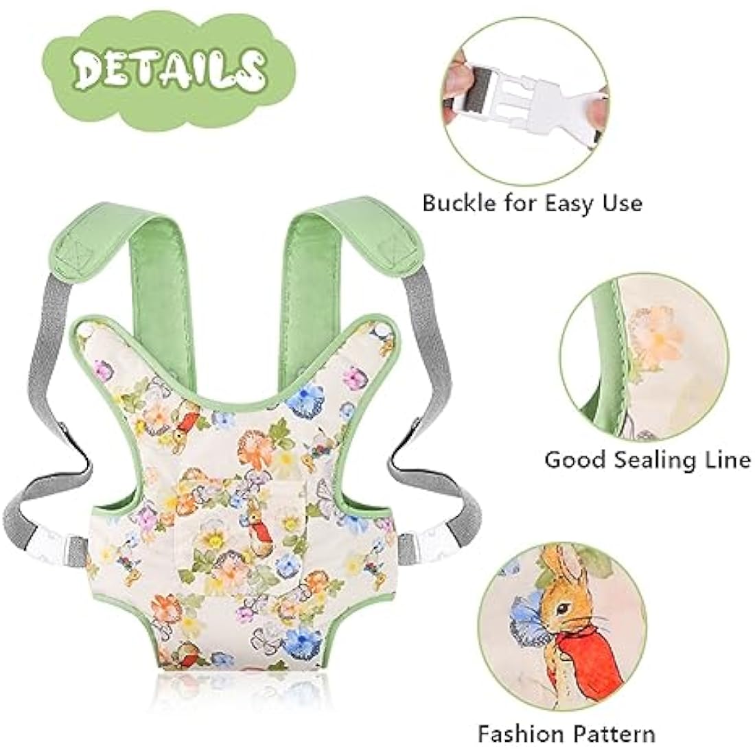 Baby Doll Carrier | Adjustable Cotton Toy Seat - Green