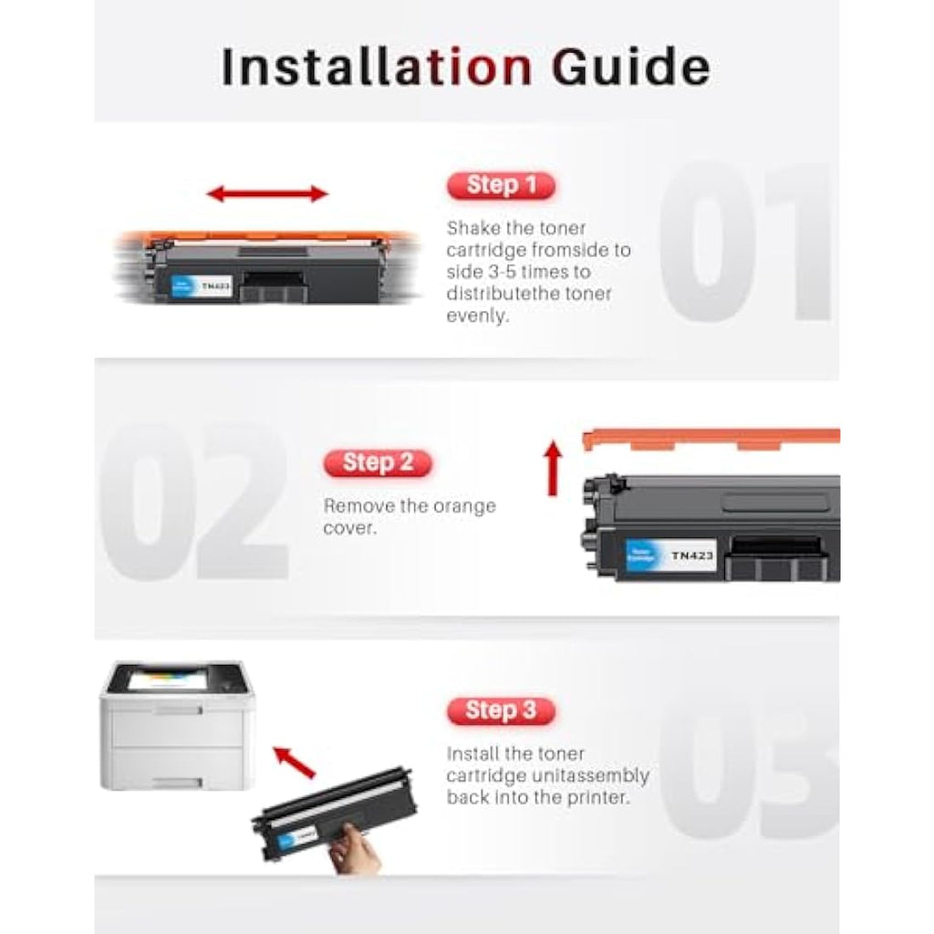 Halloya TN423 TN421 Compatible Toner Cartridges for Brother - 4 Pack