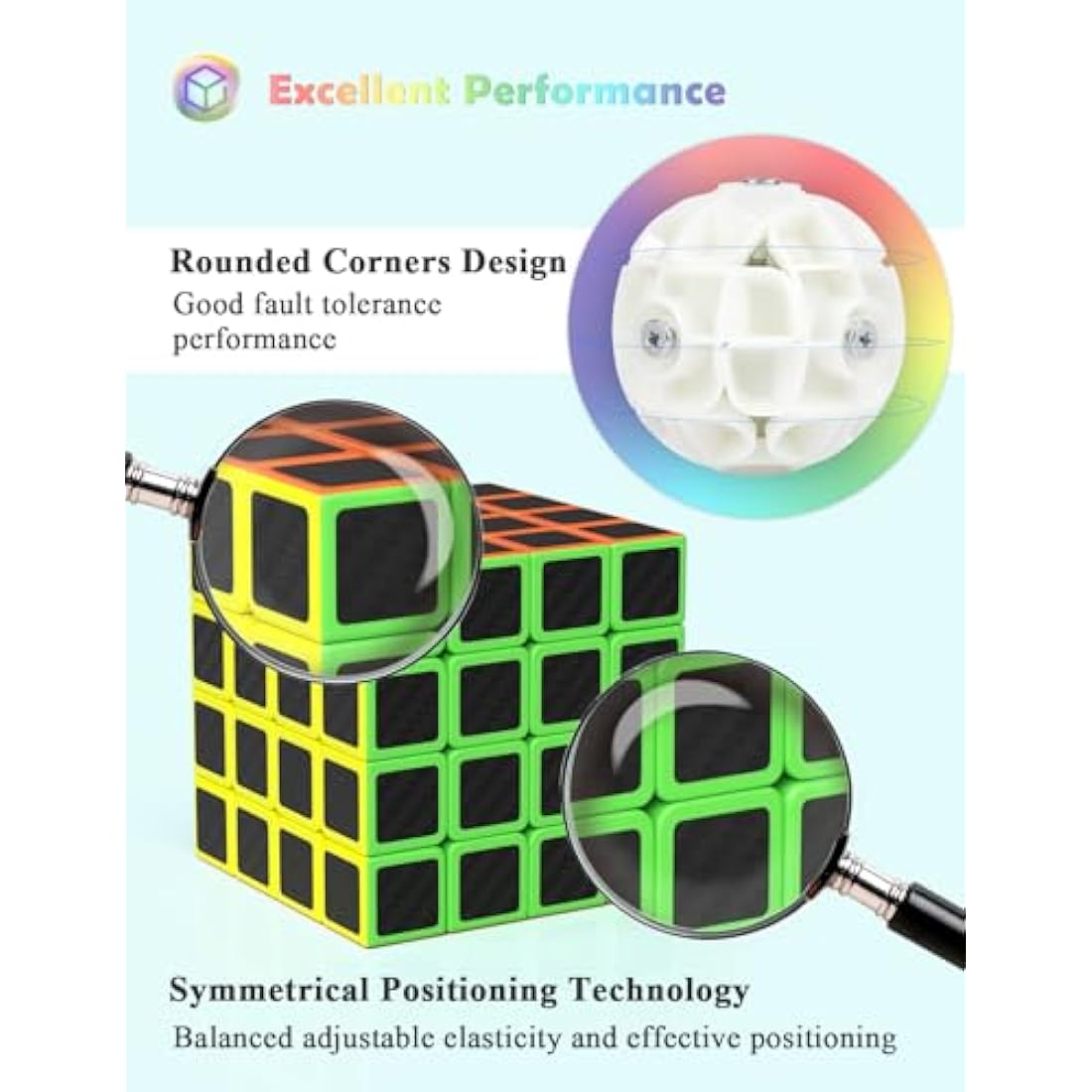 Roxenda 4x4 Speed Cube – Carbon Fiber Sticker Magic Puzzle for Kids