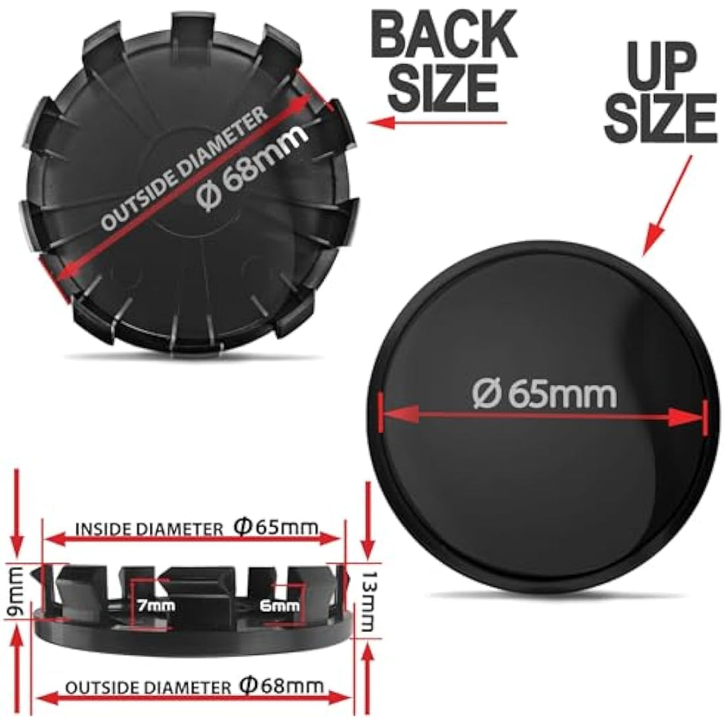 Biomar Labs 68mm BMW Wheel Centre Hub Caps - Red Black Skull - 4 Pack