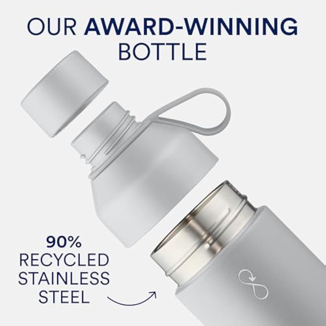 Ocean Bottle 500ml - Recycled Stainless Steel Vacuum Insulated - Rock Grey