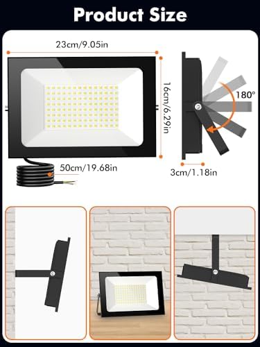 Jolof Store 100W LED Floodlight 2-Pack | 10000LM IP66 Waterproof