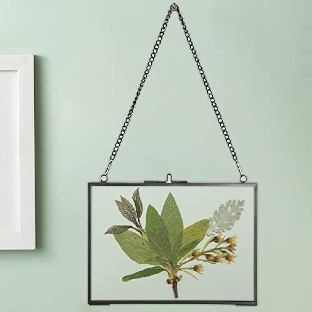 Black Glass Hanging Photo Frames - Set of 2 Floating 5x7