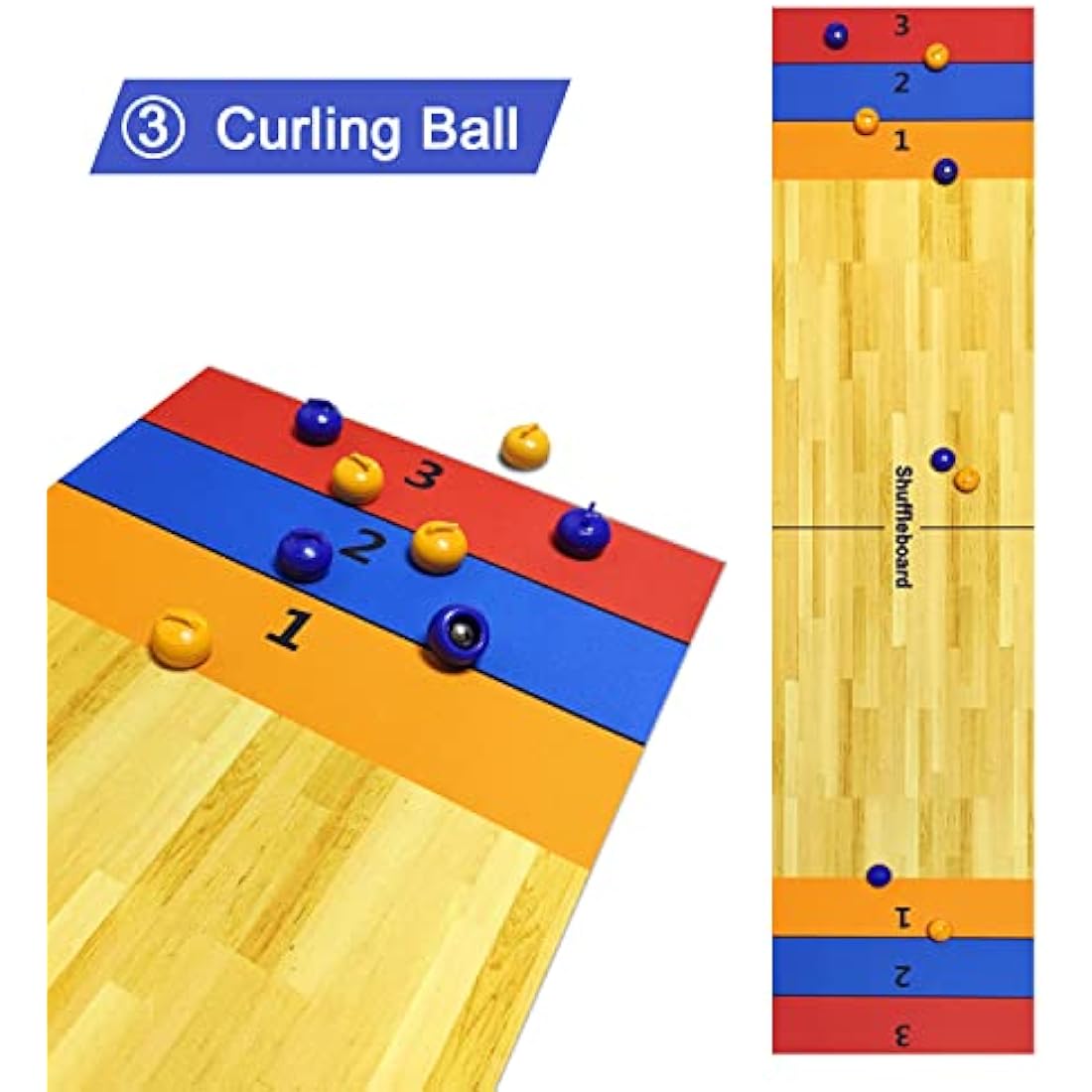 Jolof Store 3-in-1 Tabletop Game – Portable Curling, Bowling & Shuffleboard