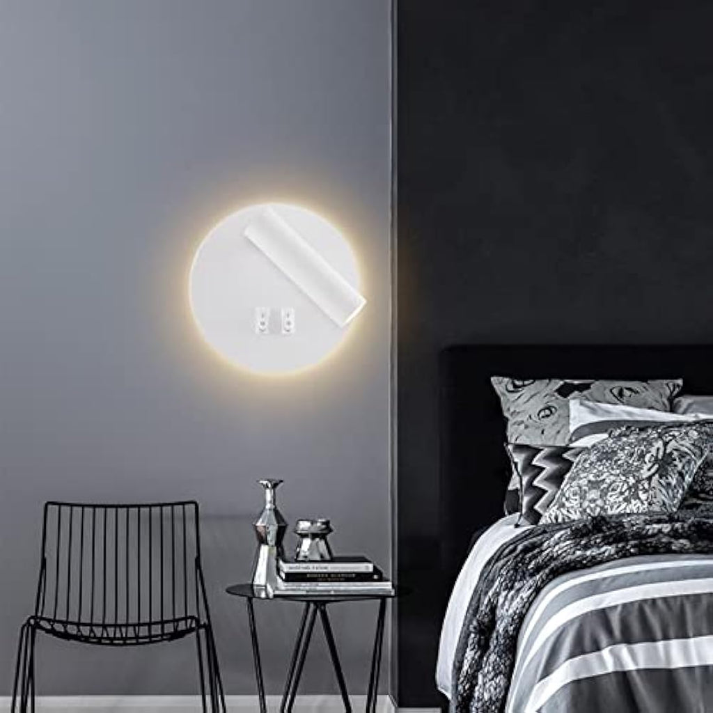 uksunvi LED Bedside Reading Wall Lamp – Adjustable 12W Sconce, White