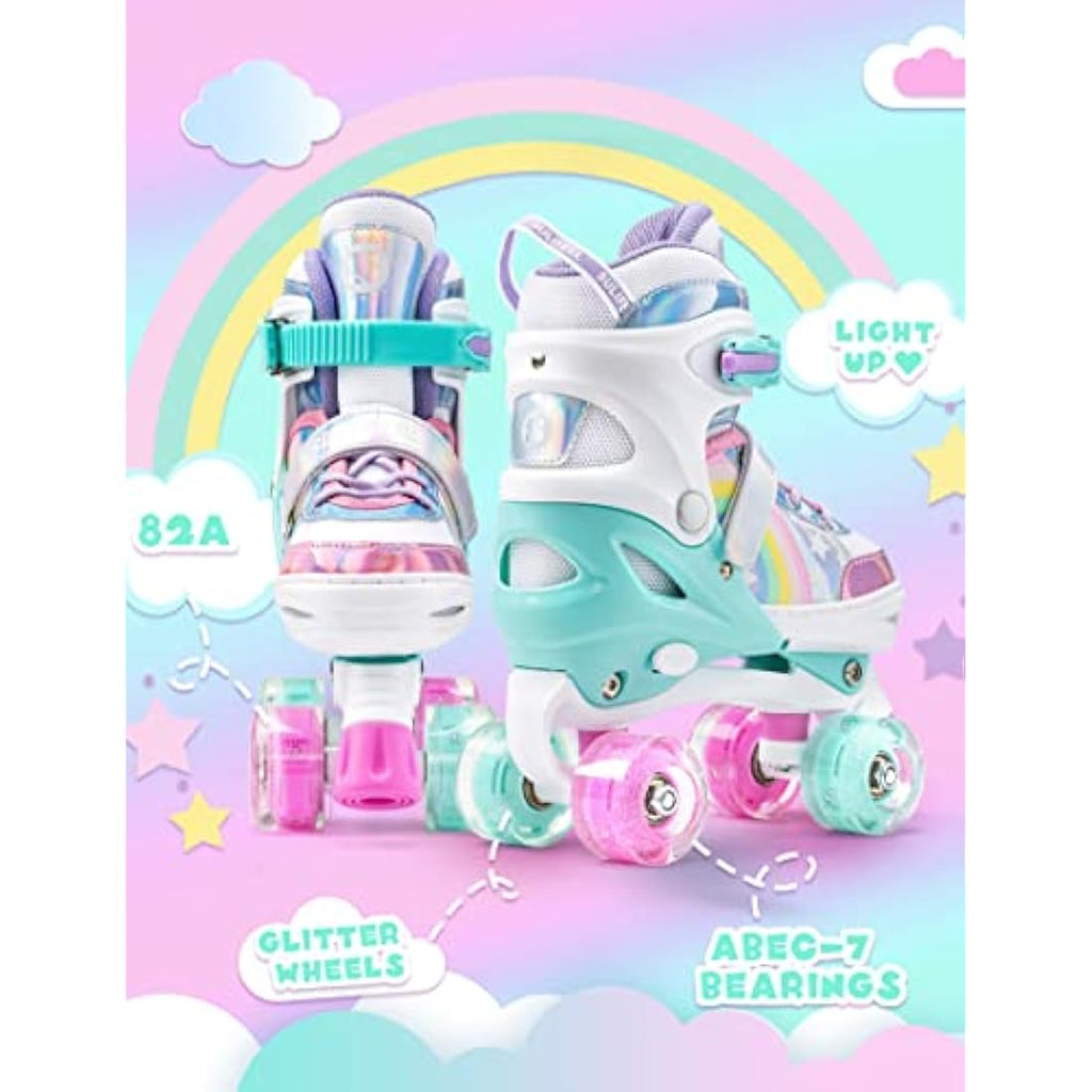 SULIFEEL Adjustable Roller Skates for Kids with Light Up Wheels