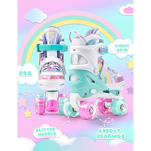 SULIFEEL Adjustable Roller Skates for Kids with Light Up Wheels