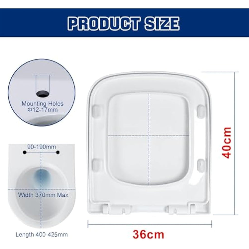 Mass Dynamic Square Toilet Seat – Soft Close & Quick Release, White