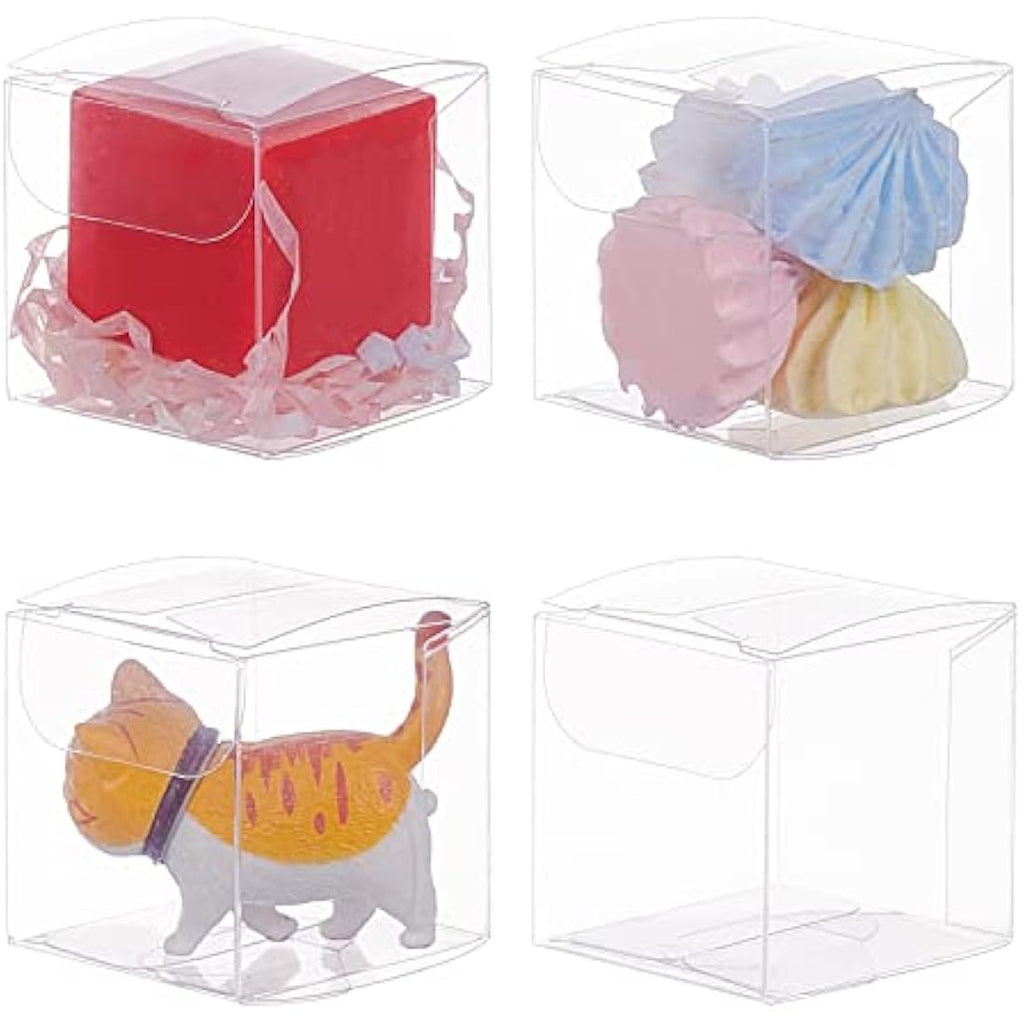 BENECREAT 60PCS Clear PVC Cube Gift Boxes | 4x4x4cm Wedding Favor Boxes