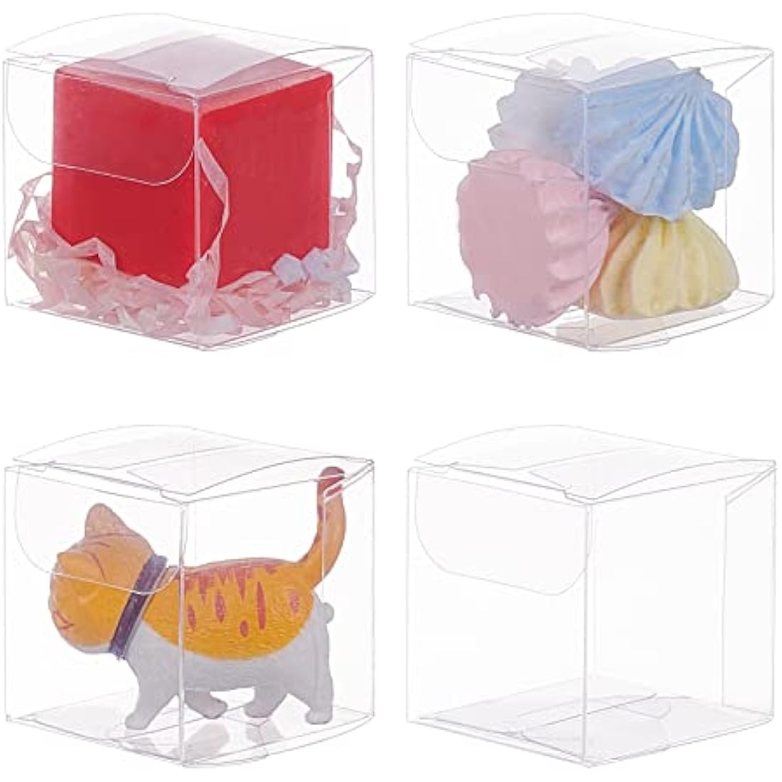 BENECREAT 60PCS Clear PVC Cube Gift Boxes | 4x4x4cm Wedding Favor Boxes