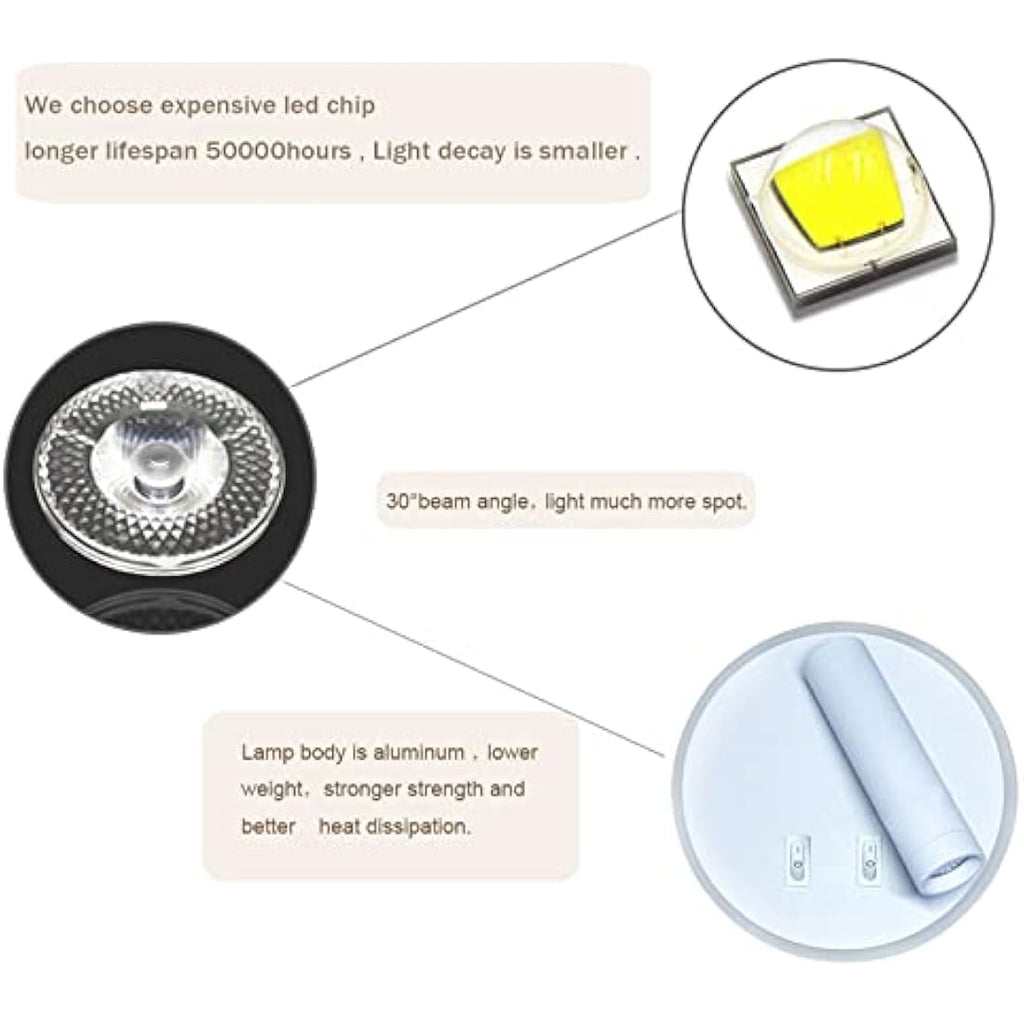 uksunvi LED Bedside Reading Wall Lamp – Adjustable 12W Sconce, White
