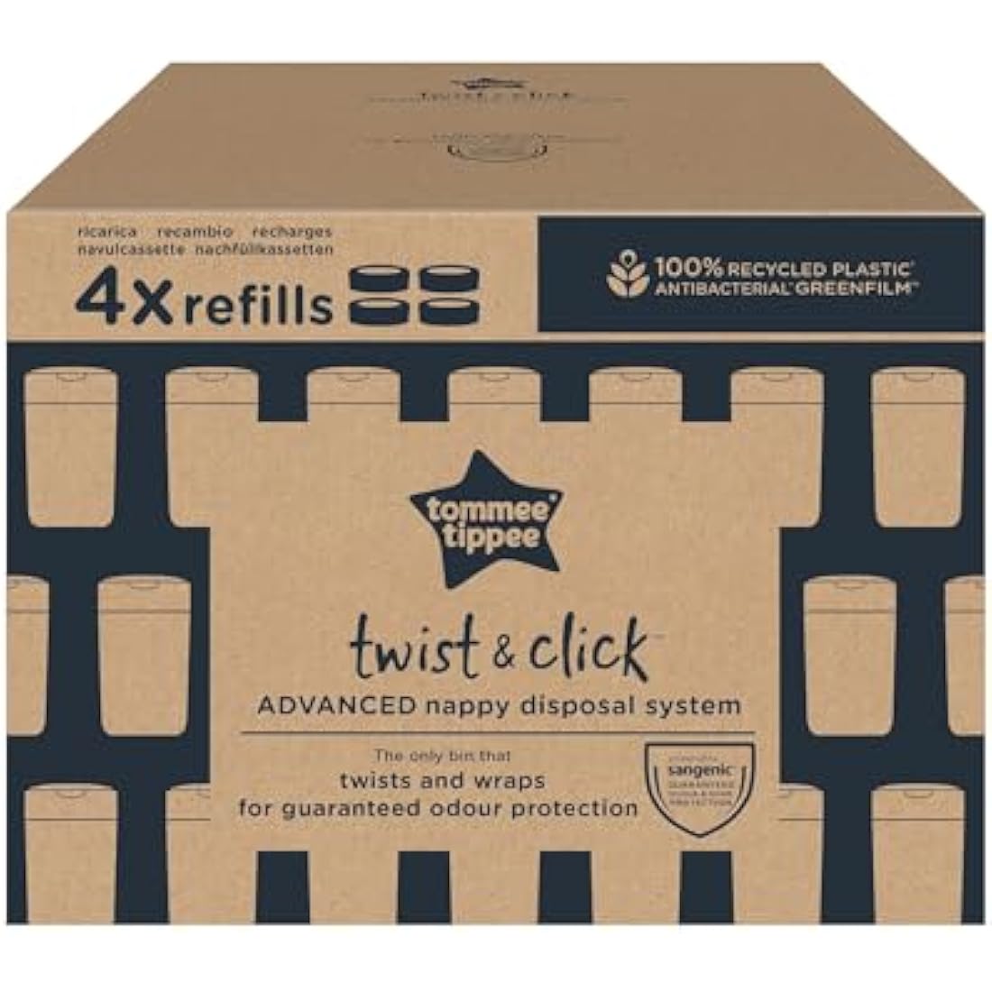 Tommee Tippee Twist and Click Nappy Bin Refill Cassettes | 4 Pack