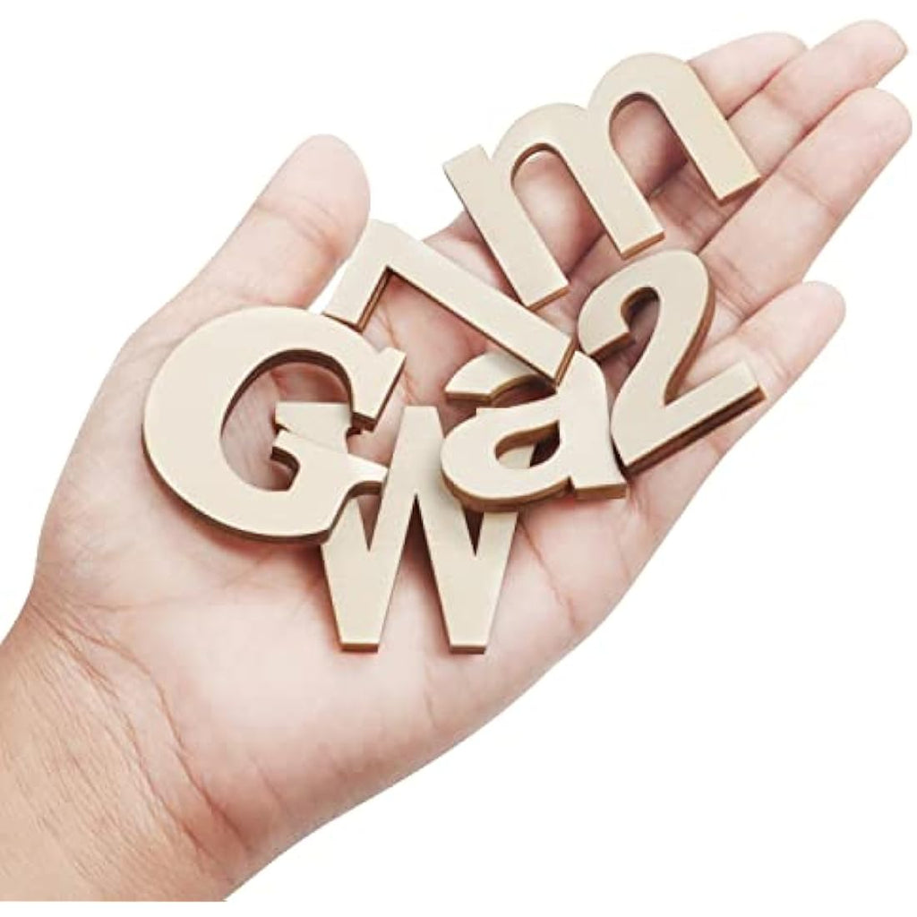 Jolof Store 124pc Unfinished Wooden Letters & Numbers for DIY Crafts