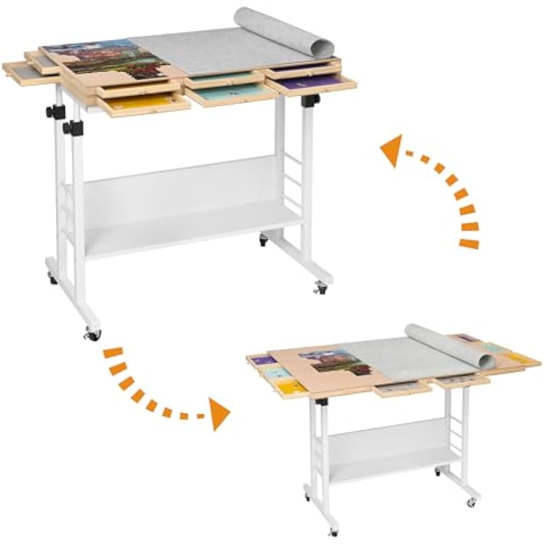 Tektalk Foldable Jigsaw Puzzle Table with Height Adjustment & Trays