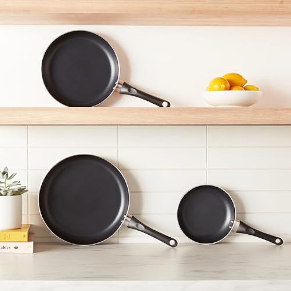 Non-Stick Frying Pan Set – 3-Piece Aluminum Cookware, Black