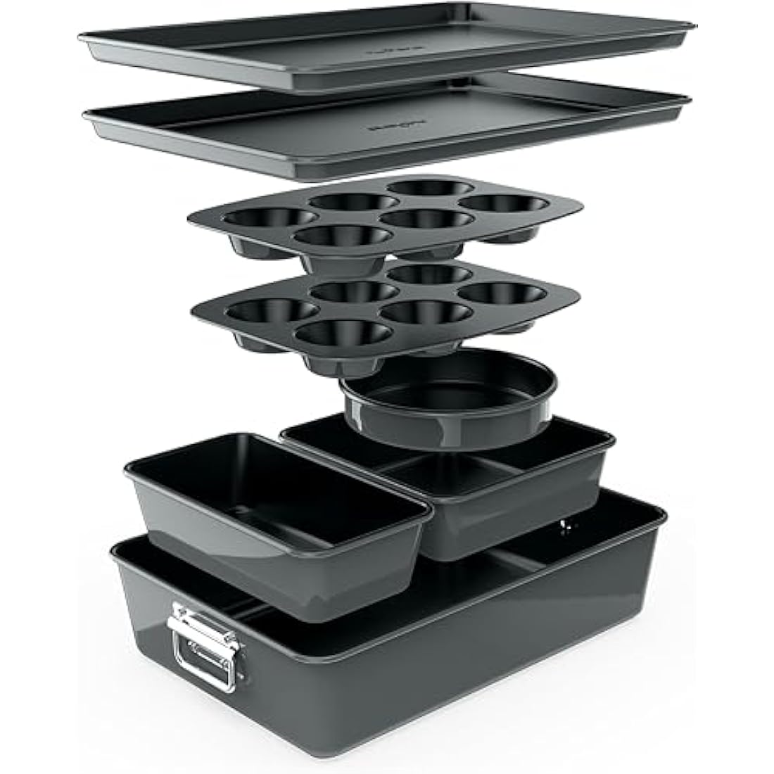 NutriChef 8-Piece Non-Stick Bakeware Set – Stackable Carbon Steel