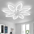 YUNLONG 35.4" Flush Mount Ceiling Fan with Light | Dimmable LED DC Motor
