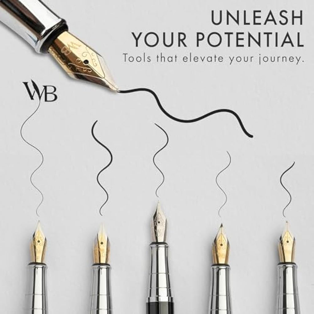 Wordsworth & Black Fountain Pen Gift Set - Blue Chrome Calligraphy Kit