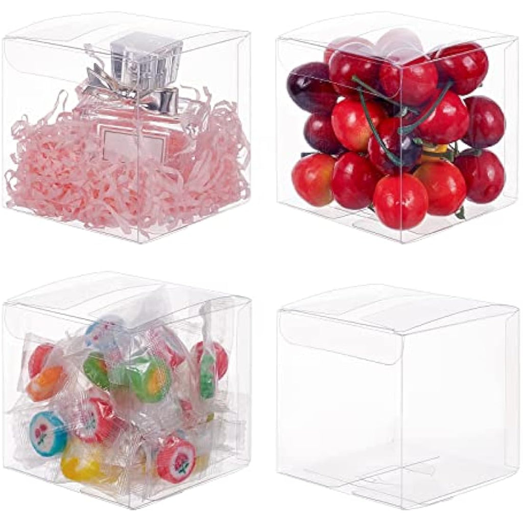 BENECREAT 30PCS Clear PVC Cube Gift Boxes | 8x8x8cm Transparent Favor Boxes