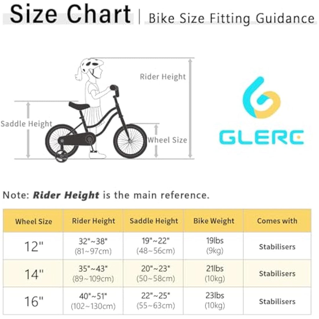 Glerc Daisy 16 Inch Girls Bike with Training Wheels and Basket | Pink