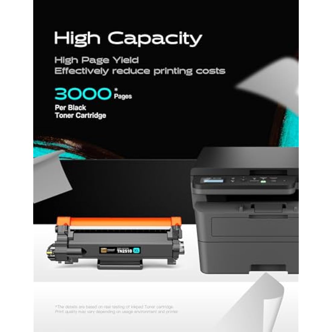 iNKPAD TN2510XL High-Yield Toner Cartridge for Brother Printers | 2-Pack Black