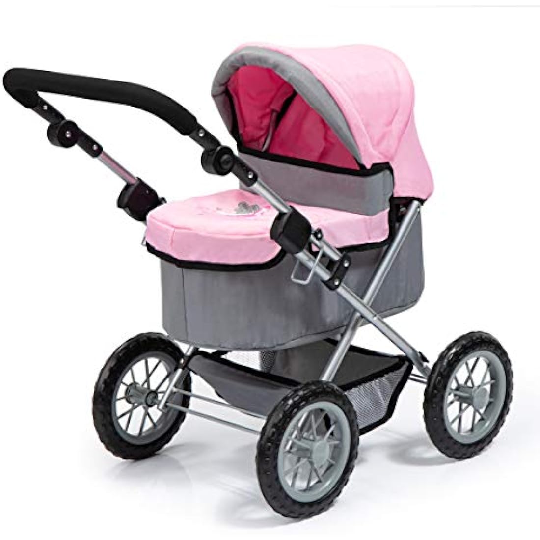 Bayer Design Dolls Pram Trendy – Foldable Toy Stroller, Grey-Pink Fairy