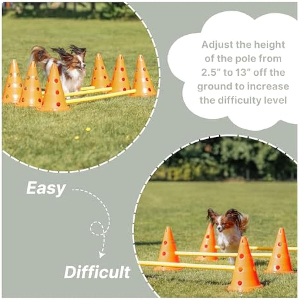 TRIXIE Dog Agility Obstacle Set – Adjustable Hurdles & Slalom Pylons