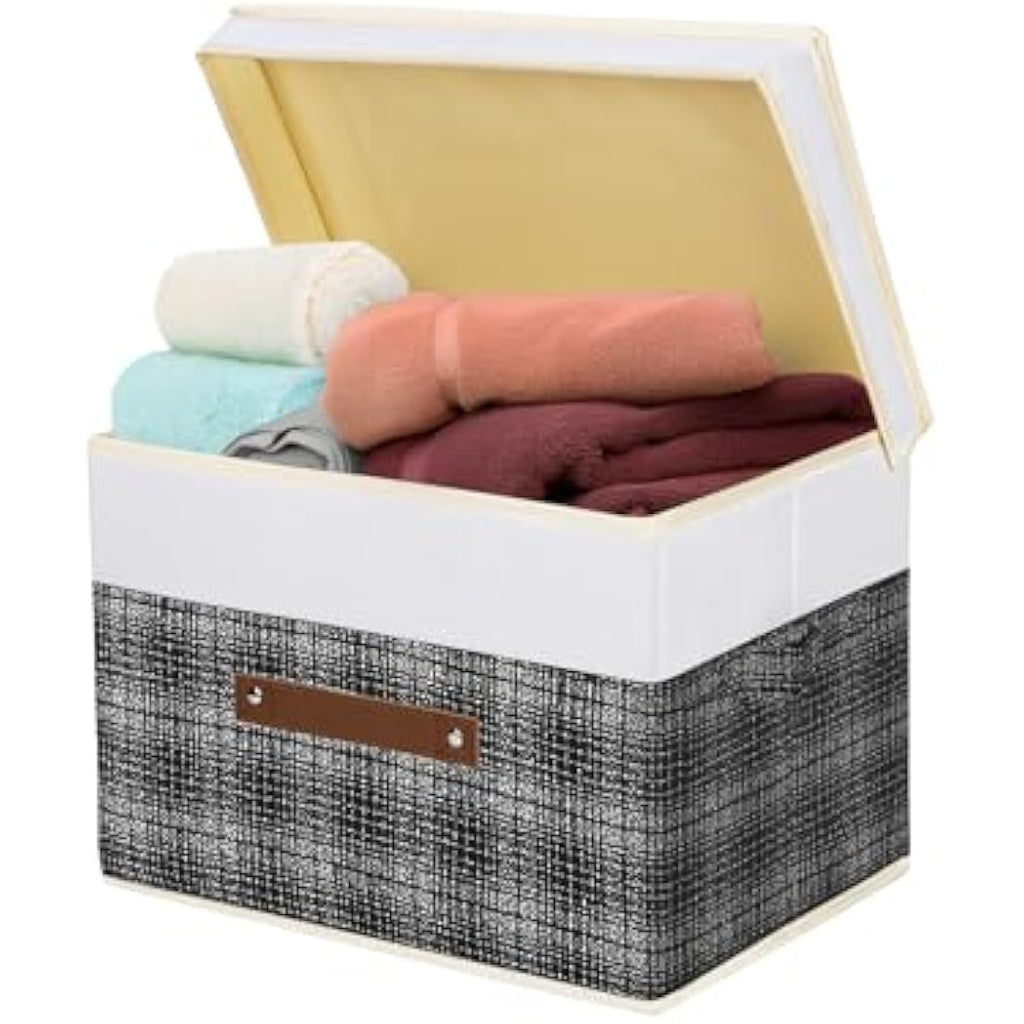 Collapsible Fabric Storage Boxes with Lids - Set of 5