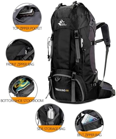 Jolof Store 60L Waterproof Hiking Backpack – Lightweight Camping Rucksack