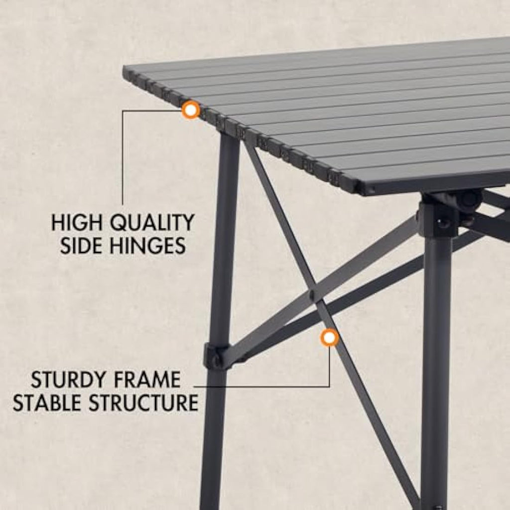 Portal Aluminum Folding Camping Table | 70x70cm Square Roll Up Picnic Table