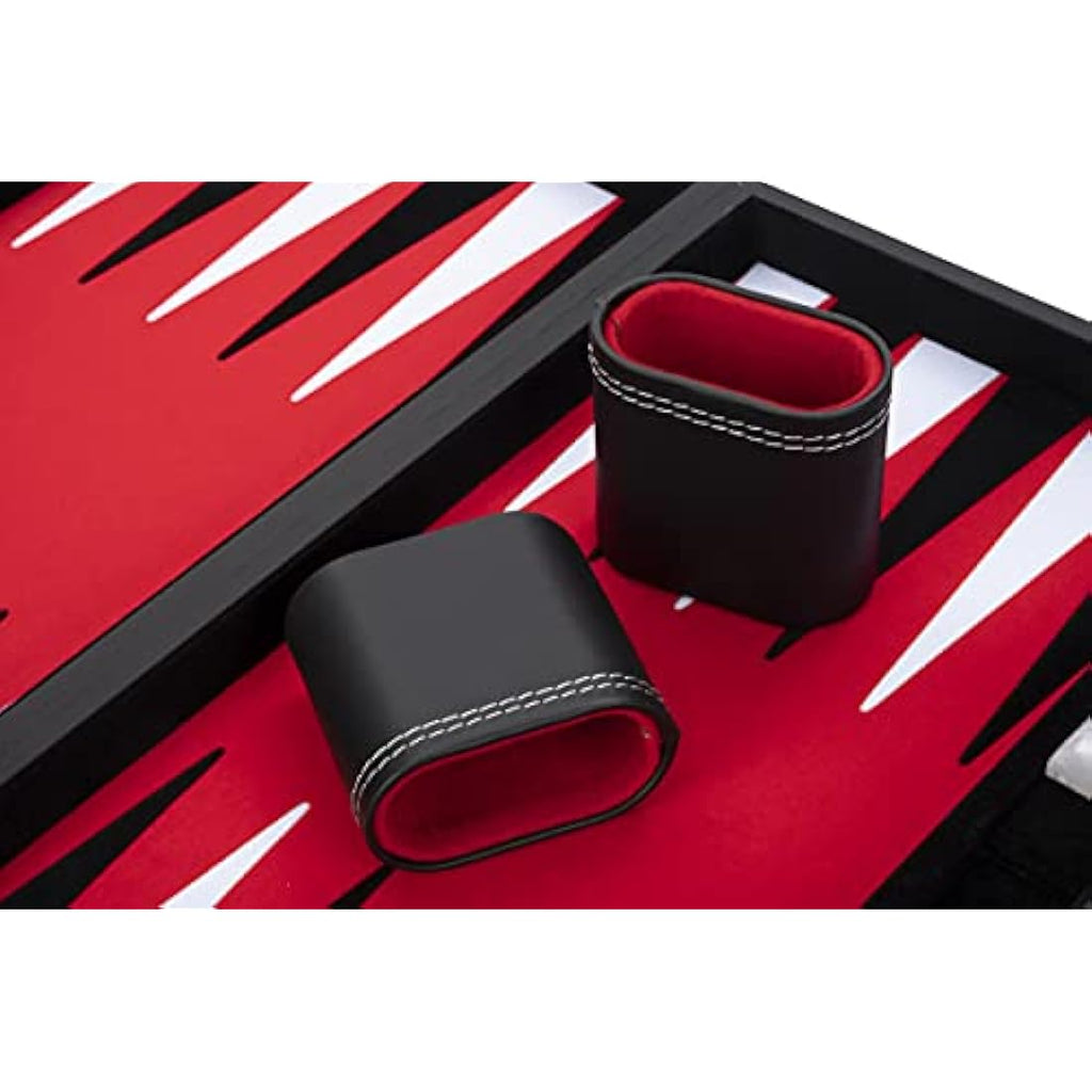 Engelhart 18 Inch Luxury Backgammon Set – Black Faux Leather Case