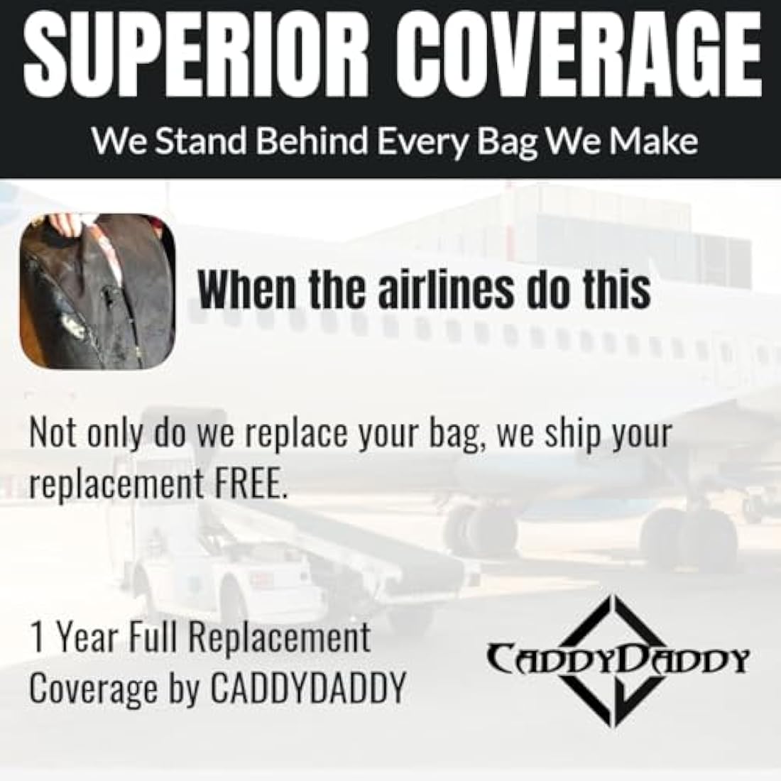 CaddyDaddy Enforcer Hard Top Golf Travel Bag - Padded 1800D with Wheels