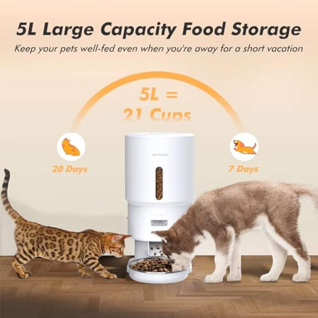 Jolof Store Automatic Cat Feeder | 5L Timed Dispenser with Stainless Bowl