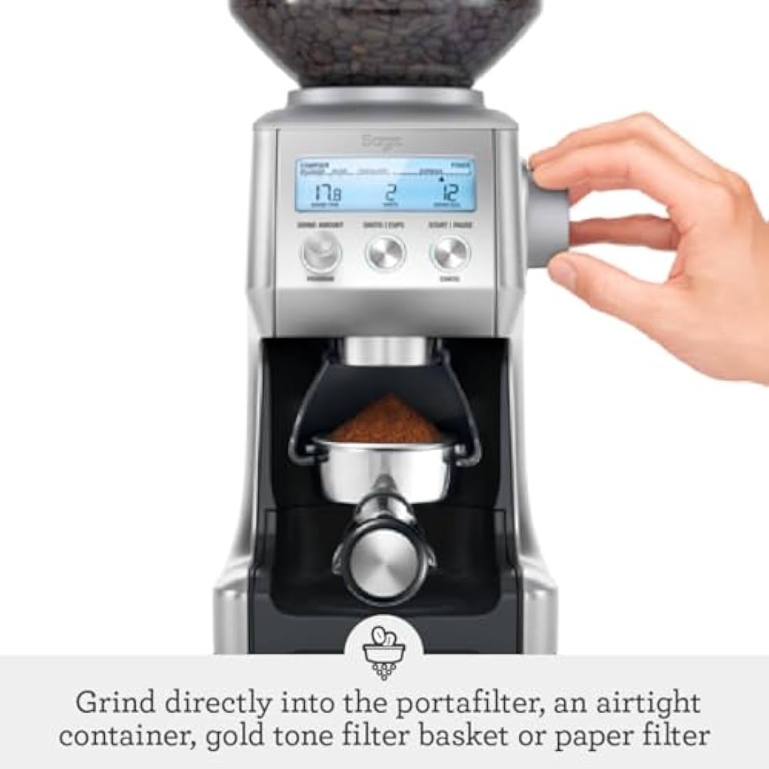 Sage Smart Grinder Pro – Conical Burr Coffee Grinder, Stainless Steel