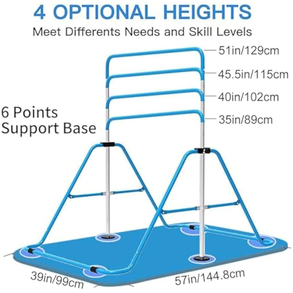 EVERYMILE Gymnastics Bar – Adjustable Folding Kip Bar with Rings for Kids