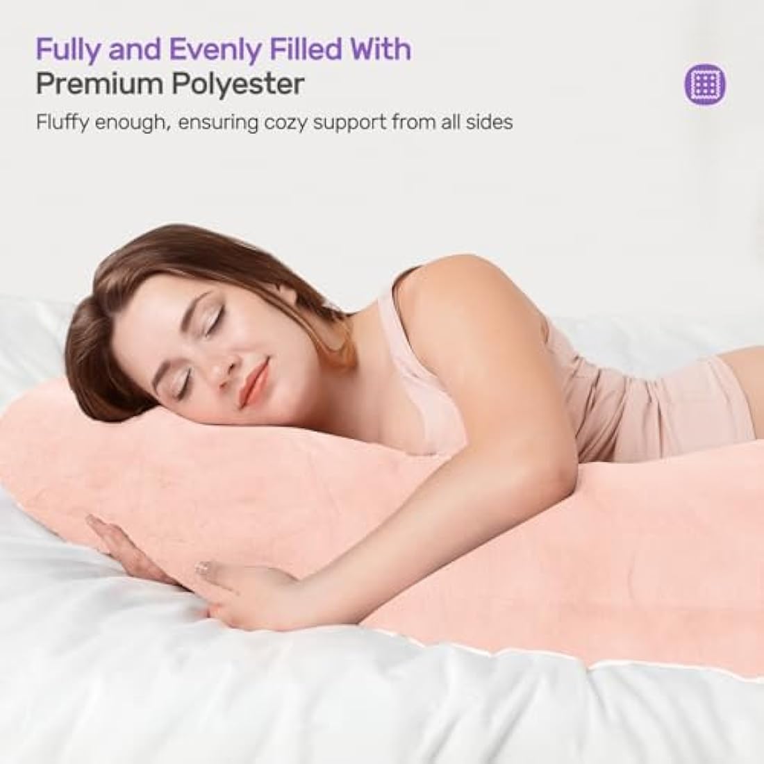 Nuliie U-Shaped Pregnancy Pillow - Full Body Maternity Support, Pink Velvet