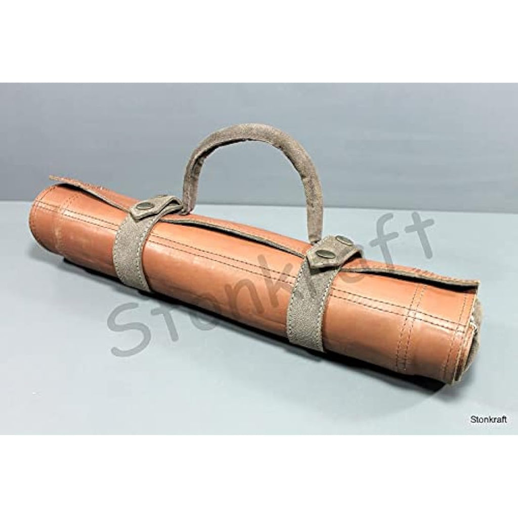Roll-Up Leather Chess Set with Wooden Pieces – Brown Grey