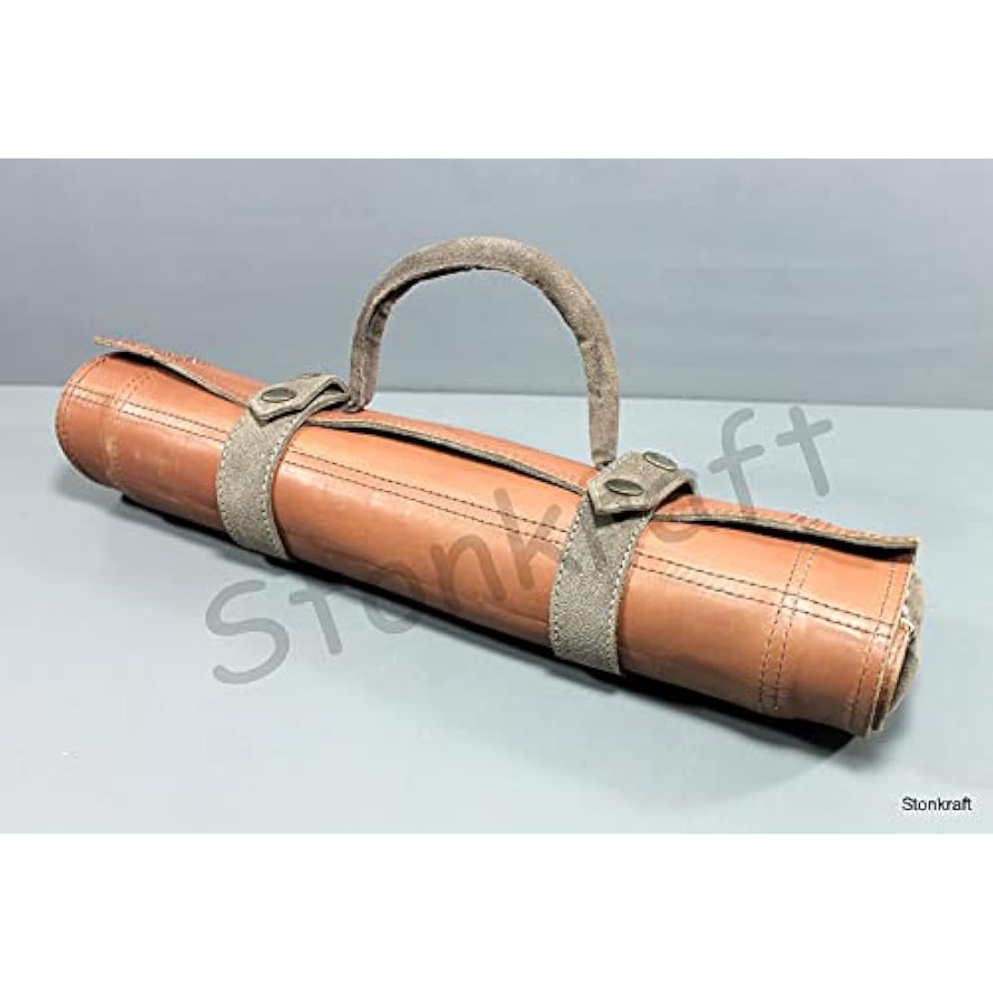 Roll-Up Leather Chess Set with Wooden Pieces – Brown Grey