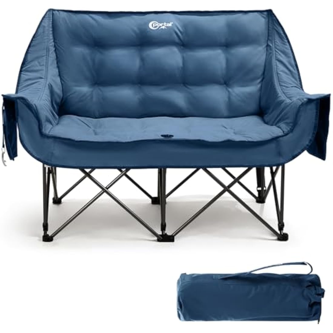 Portal Double Camping Chair – Padded Folding Loveseat Sofa, 272kg Load