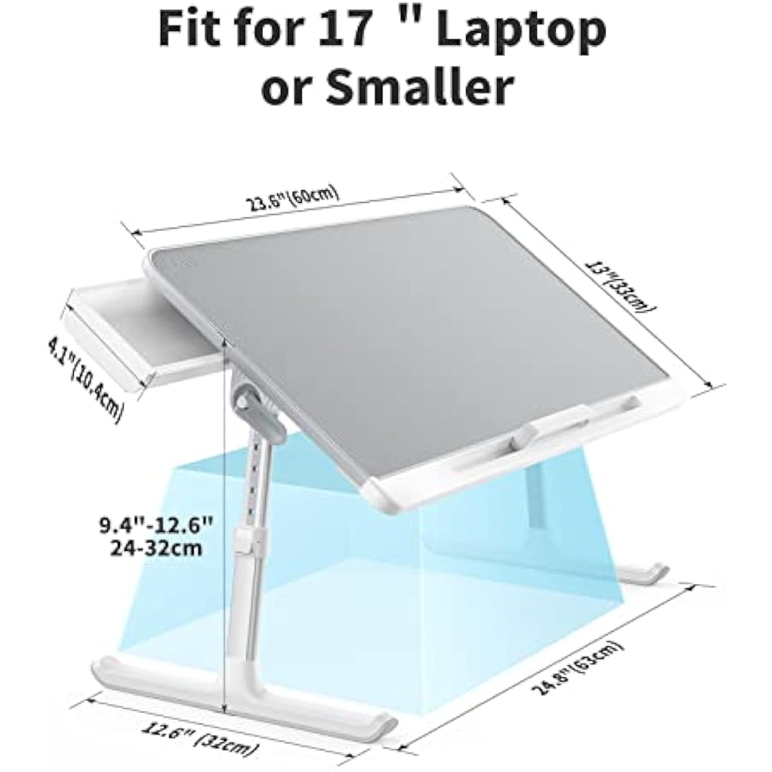 SAIJI Laptop Bed Table | Adjustable Leather Lap Desk with Drawer - Grey