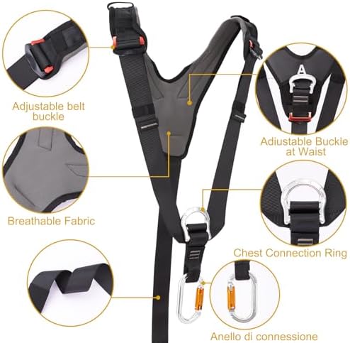 SOB Adjustable Climbing Shoulder Harness with Carabiner