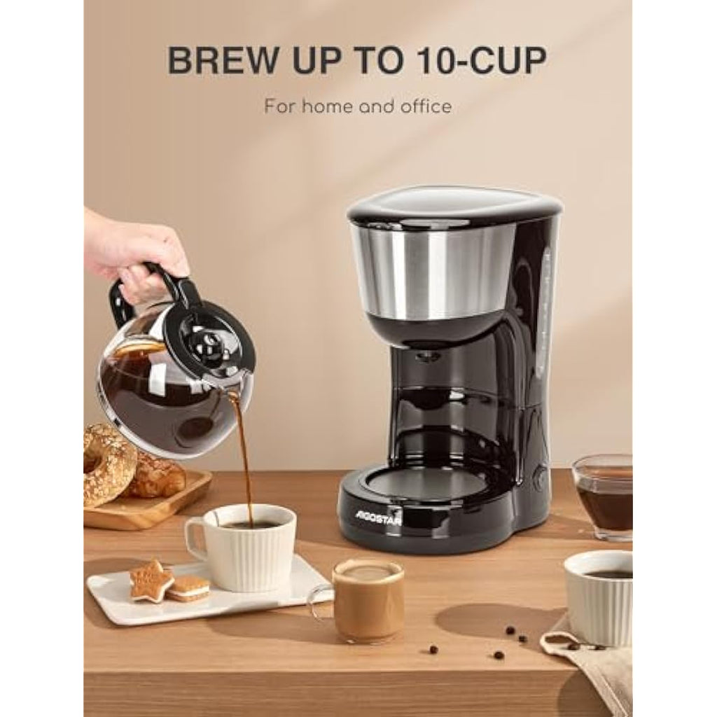 Aigostar Drip Coffee Machine | 1.25L Filter Coffee Maker with Reusable Filter