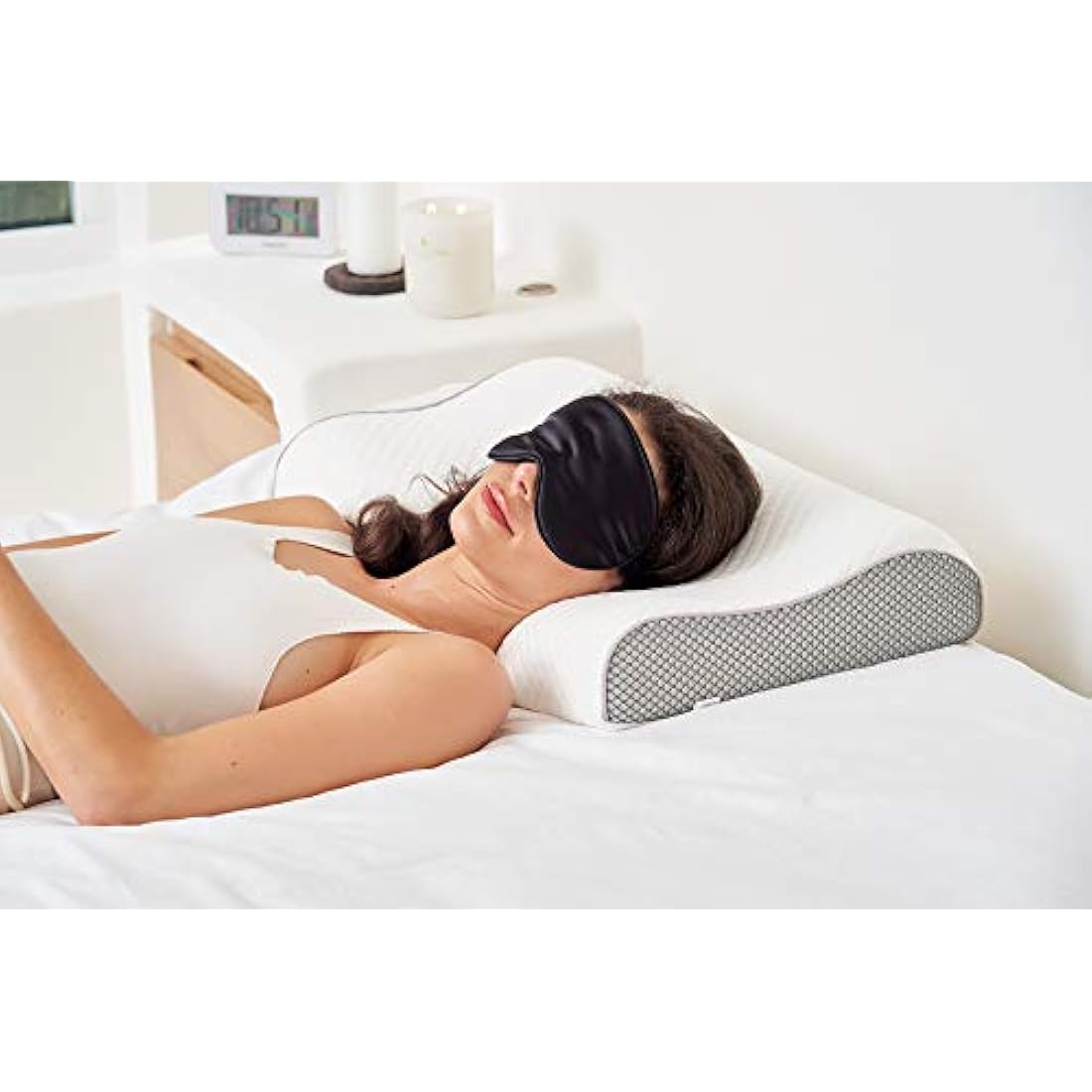 ComfyCozy Orthopedic Memory Foam Pillow & Silk Eye Mask - Large