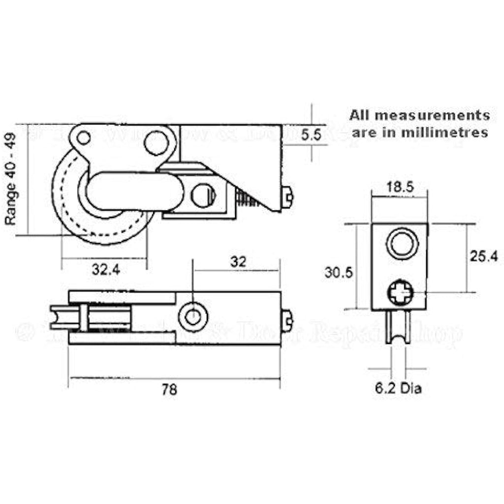 CA865 Patio Door Roller Wheels | 38mm Stainless Steel Pair