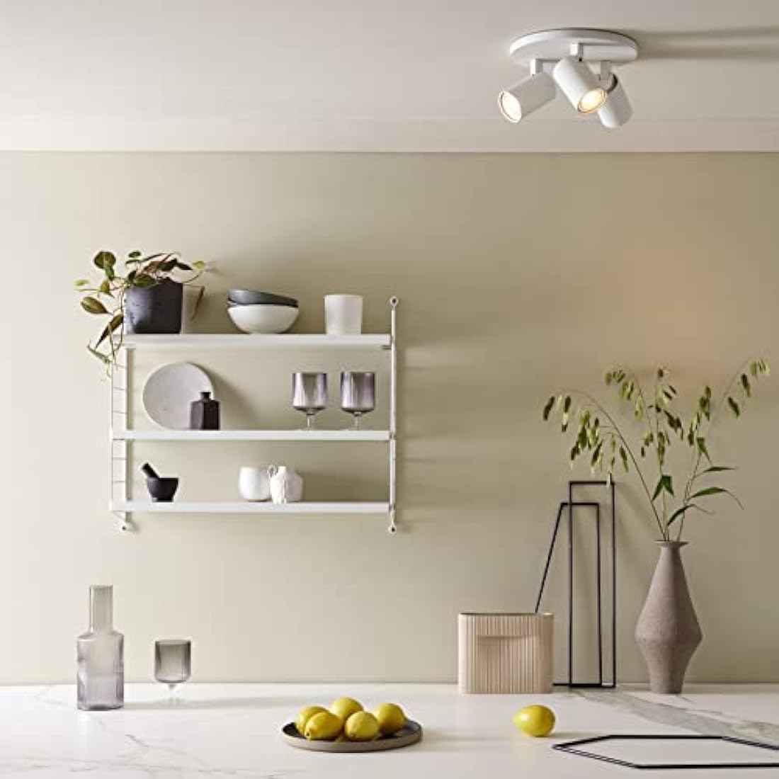 Astro Ascoli Triple Round Ceiling Spotlight | Textured White Zinc