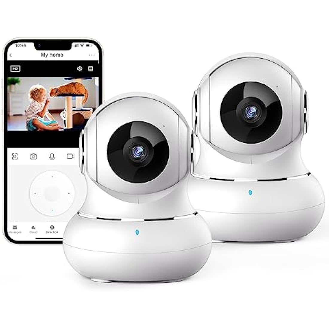 Litokam 2K Indoor Security Camera – 360° Pan/Tilt WiFi Baby Monitor, 2-Pack